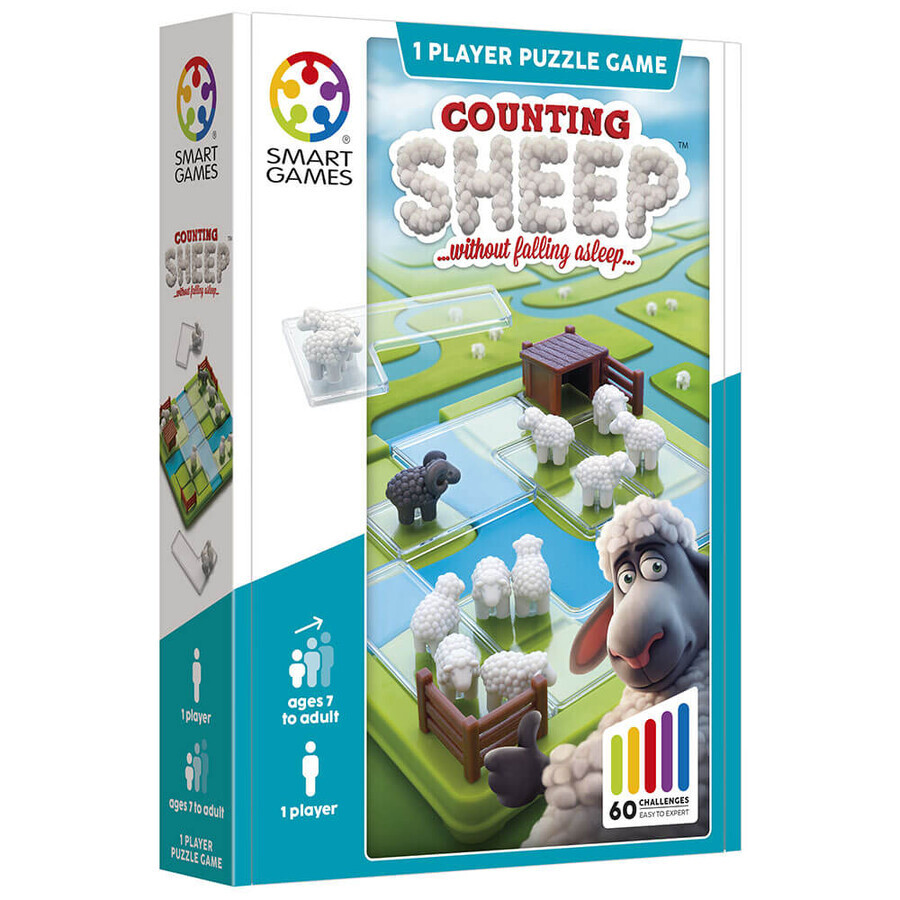 Jeu de logique avec 60 défis Compter les moutons, 7 ans et +, Smart Games