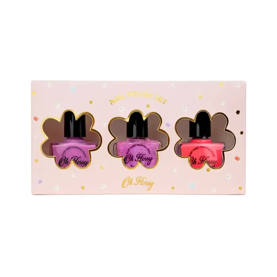 Set de 3 vernis à ongles pour enfants, Pink Pamper, 3 x 11 ml, Oh Flossy