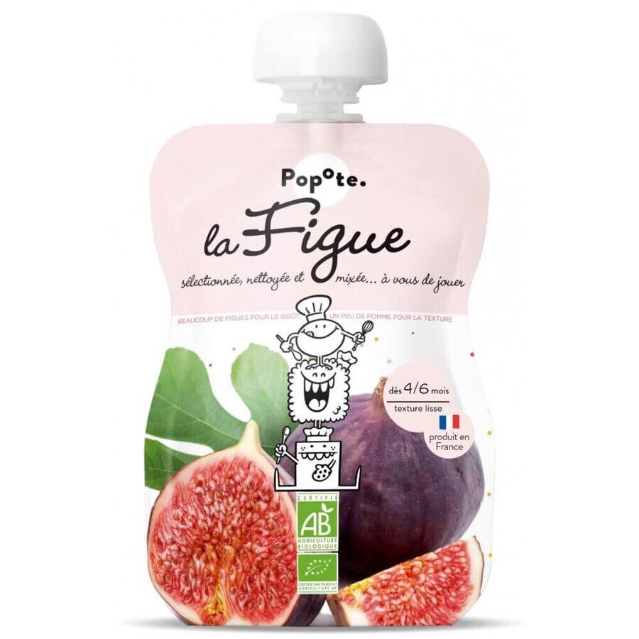 Puré ecológico con 70% de higos, 4-6 meses, 120 g, Popote