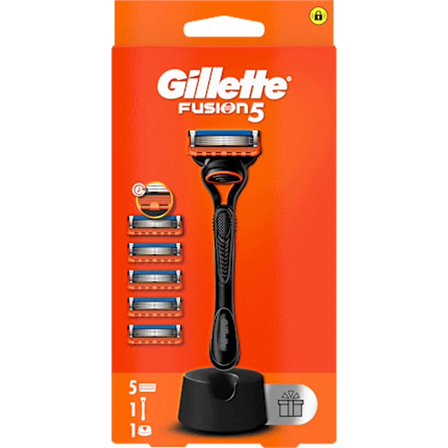 Gillette Fuzion5 scheerapparaat + standaard + 5 navullingen, 1 stuk