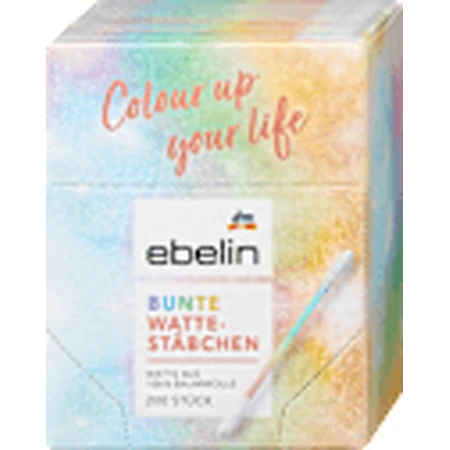 ebelin Bunte Wattestäbchen in der Box, 200 Stück