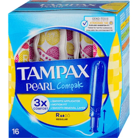 Tampax Tampones con aplicador Pearl Compak Regular, 16 unid.