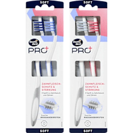 Dontodent PRO+ Cepillo dental PRO+ Protección y fortalecimiento de la encía, suave, 2 uds.