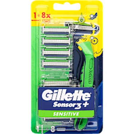 Gillette Gillette Sensor3 Sensitive Rasierer + 8 Nachfüllpackungen, 1 Stück