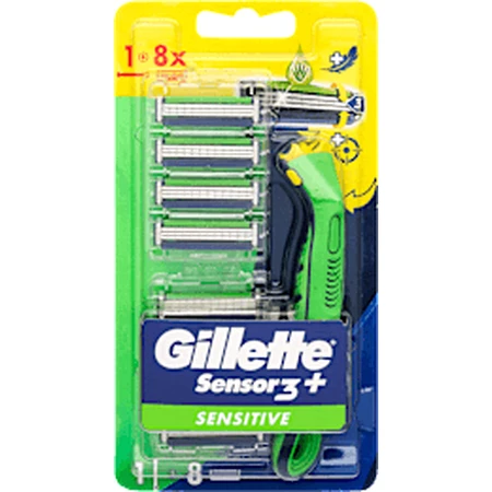 Gillette Gillette Sensor3 Sensitive Rasierer + 8 Nachfüllpackungen, 1 Stück