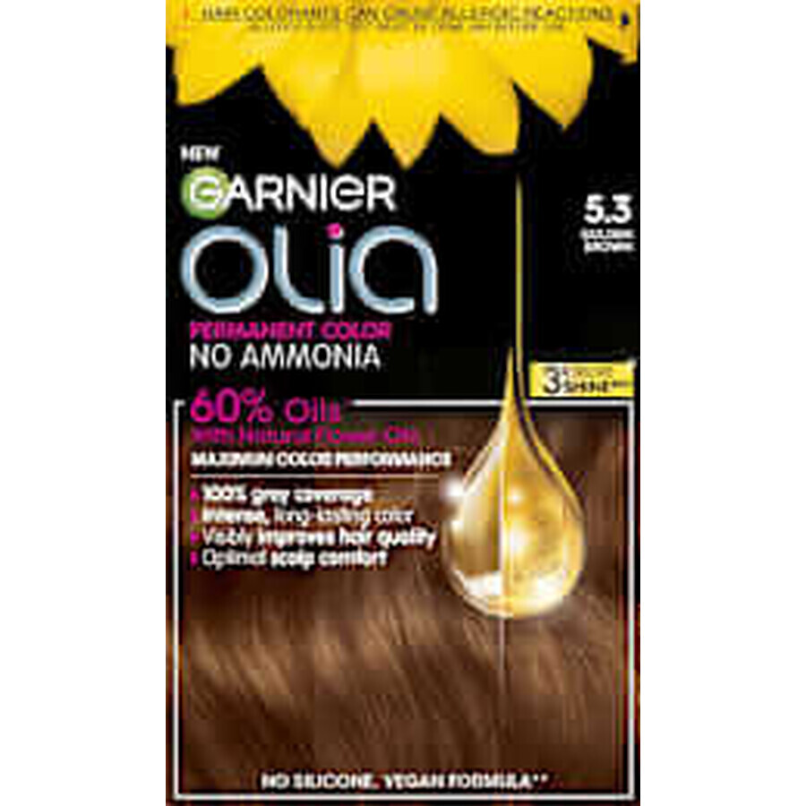 GARNIER olia Vopsea permanentă 5.3 Golden Brown, 174 ml