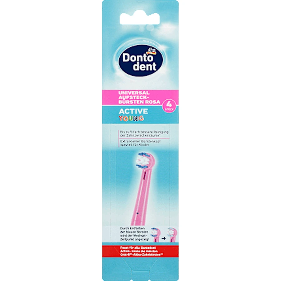 Dontodent Active Young Electric Brush Set Active Young Pink, 4 pcs