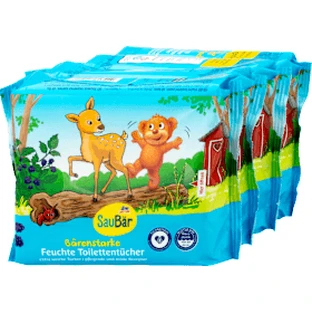 SauBär Bear papier hygiénique humide pour enfants 4x60 pcs, 240 pcs