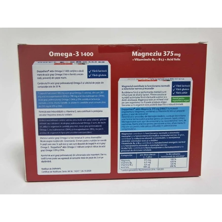 Doppelherz Aktiv Omega 3 1400 +Magnesium Direkt 375mg+Vit. B6+B12+Folsäure 20-jähriges Jubiläumspaket