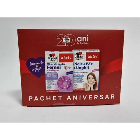 Doppelherz Aktiv Huid + Haar + Nagels + Vrouwelijke Mineralen + Collageen 20 Jaar Jubileumpakket