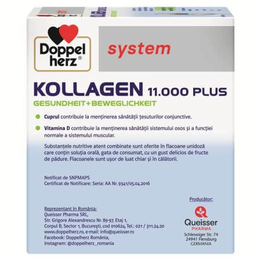 Kollagen 11.000 Plus, 36 unidose vials, Doppelherz