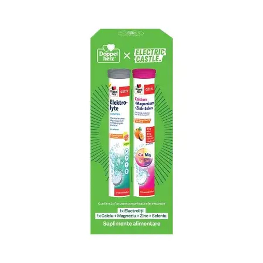 Set Elektrolyten + Calcium + Magnesium + Zink + Selenium, 15 + 15 bruistabletten, Doppelherz x Electric Castle