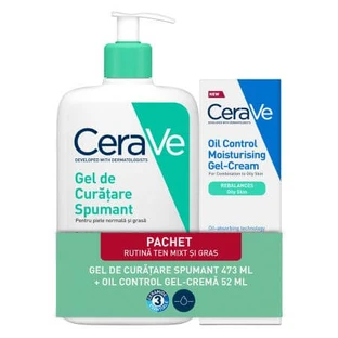 Gel nettoyant moussant, 473 ml + Gel crème hydratant, 52 ml, CeraVe