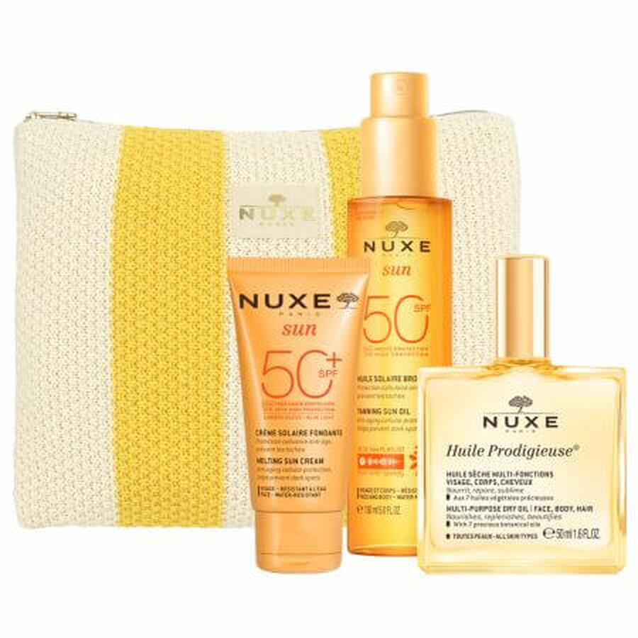 Summer Set Huile Prodigieuse 50 ml + Tanning Oil SPF50 150 ml + Sun Protection Face Cream SPF50 50 ml, Nuxe