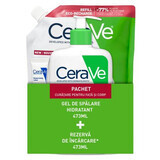 Pachet Gel de spalare hidratant, 473 ml + Refill Gel de spalare hidratant, 473 ml, CeraVe