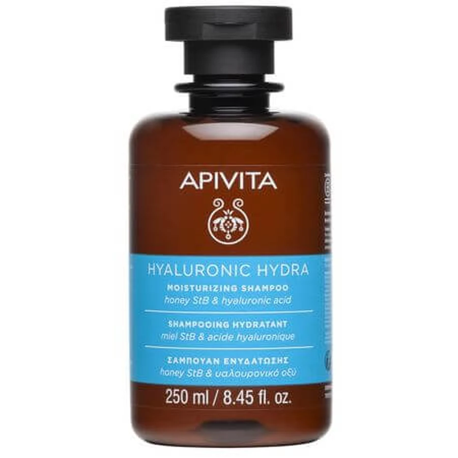 Moisturizing shampoo with honey and hyaluronic acid Hyaluronic Hydra, 250 ml, Apivita
