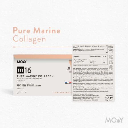 Reines Meereskollagen mit Vitamin C m16, 15 Beutel x 10,1 g, Molecules of Youth