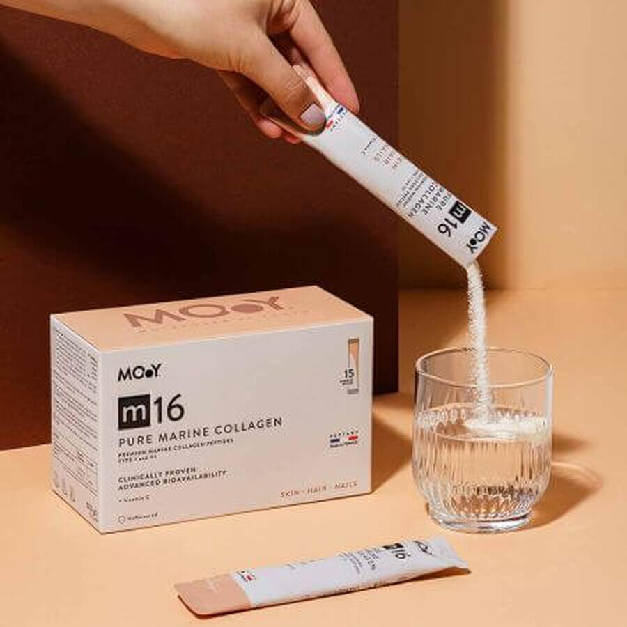Collagene marino puro con vitamina C m16, 15 bustine x 10,1 g, Molecules of Youth
