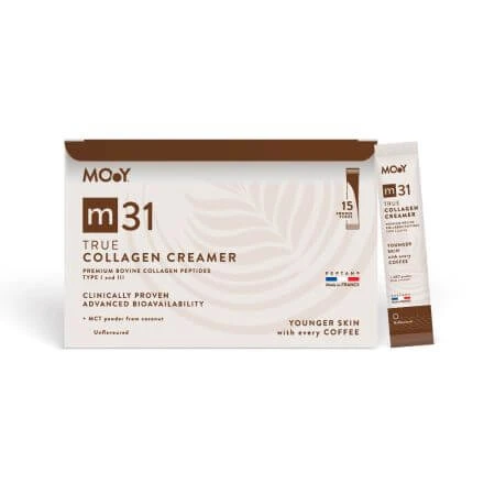 Crema de Colágeno Bovino con péptidos m31, 15 sobres x 7 g, Moléculas de Juventud