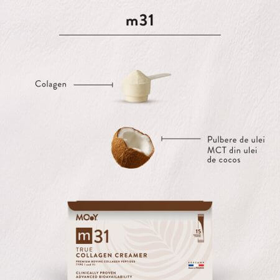 Crema de Colágeno Bovino con péptidos m31, 15 sobres x 7 g, Moléculas de Juventud
