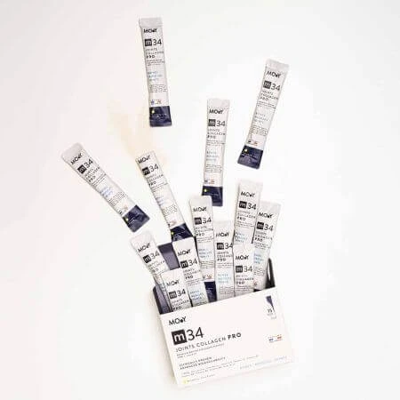 Kollagen PRO bovin PRO mit Erdbeer-, Zitronen- und Minzgeschmack m34, 15 Beutel x 13 g, Molecules of Youth