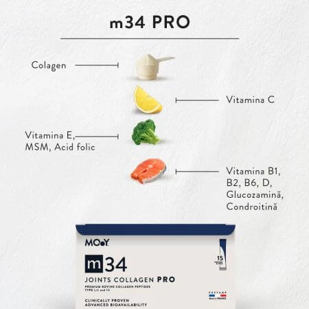 Kollagen PRO bovin PRO mit Erdbeer-, Zitronen- und Minzgeschmack m34, 15 Beutel x 13 g, Molecules of Youth