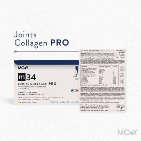 Kollagen PRO bovin PRO mit Erdbeer-, Zitronen- und Minzgeschmack m34, 15 Beutel x 13 g, Molecules of Youth