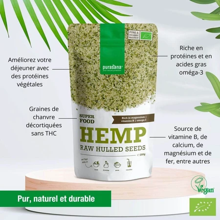 Purasana Semillas de cáñamo orgánico descascarillado 200g