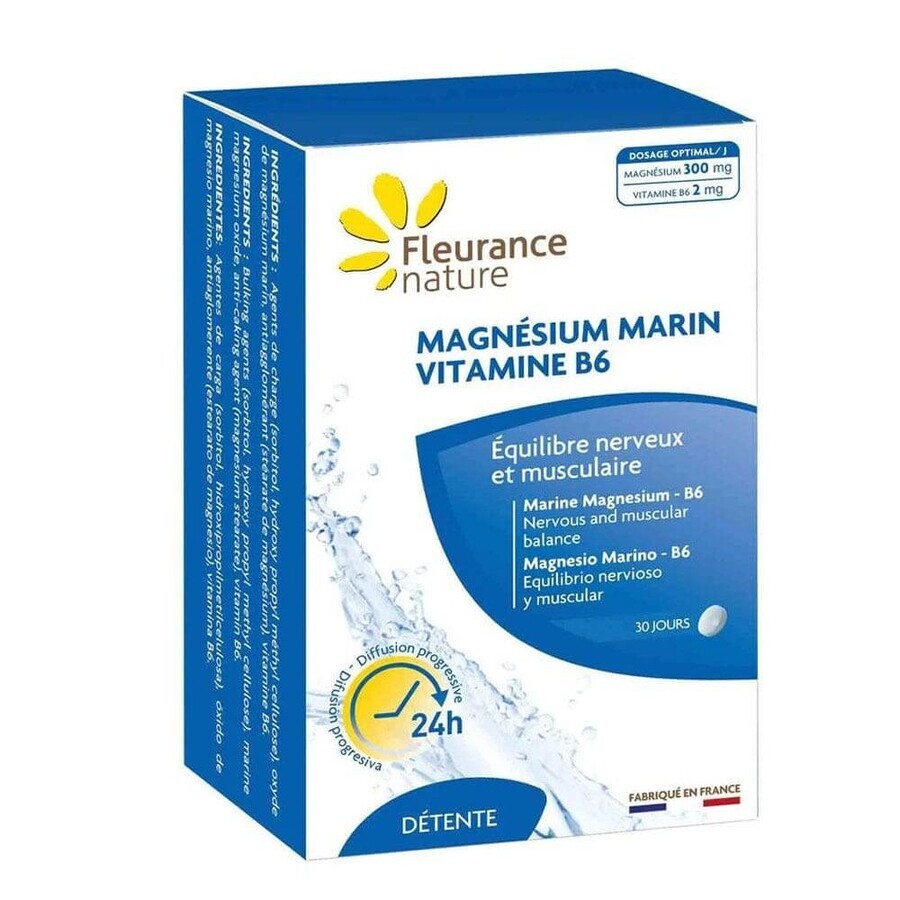 Fleurance Nature Magnesio Marino y Vitaminas B6 Equilibrio Nervioso y Muscular 60 Comprimidos