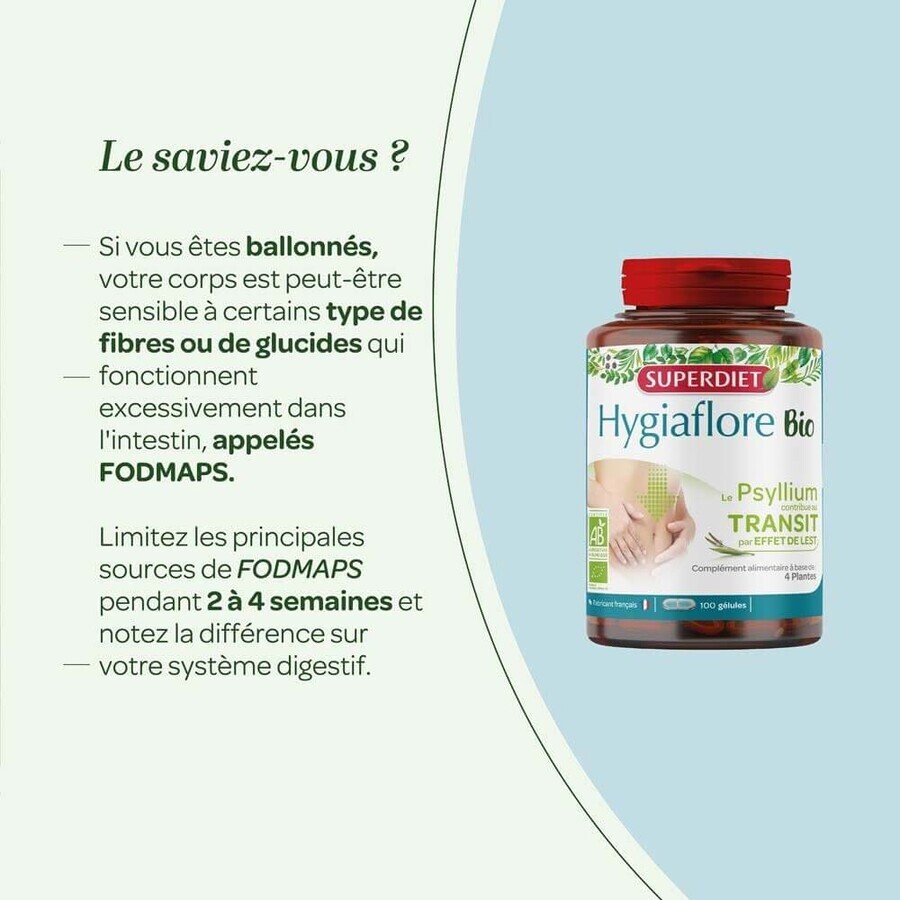 Superdiet Hygiaflore Psyllium Bio 100 Gélules