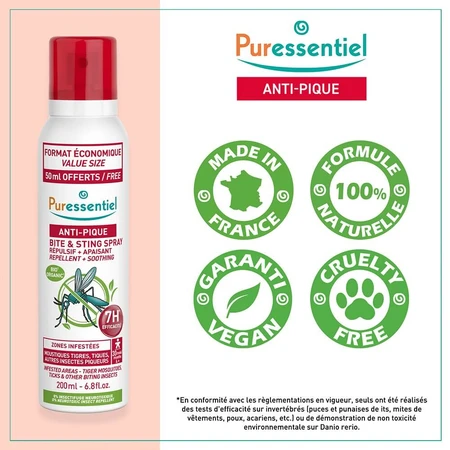 Puressentiel SOS Spray Repelente y Calmante de Mosquitos 200 ml