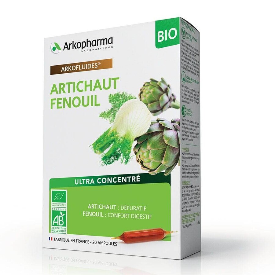 Arkopharma Arkofluids Organische Artisjok Venkel 20 Injectieflacons