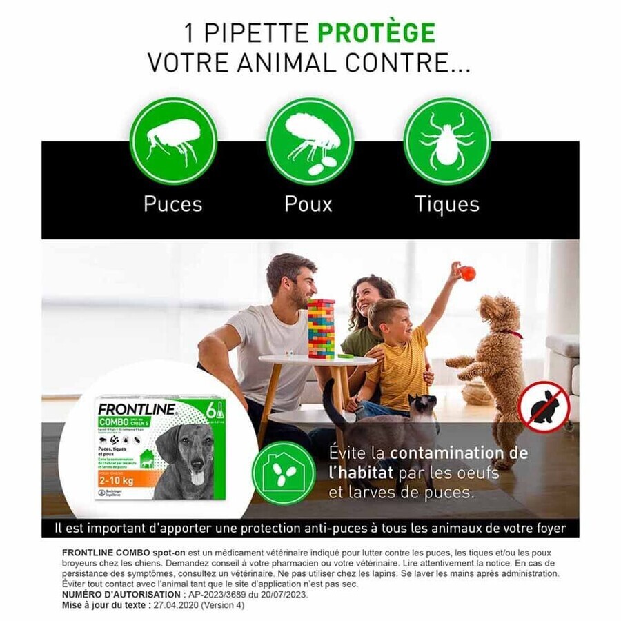 Frontline Combo spot-on cane S da 2-10 kg 6 pipette da 0,67 ml