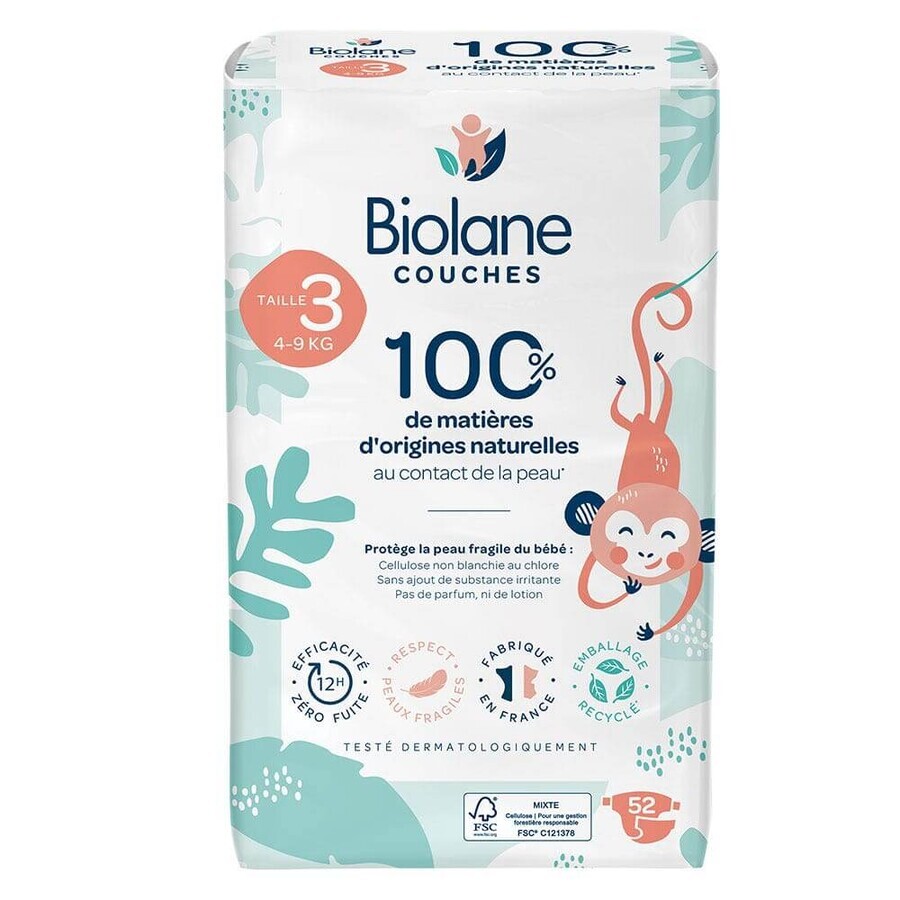 Acquista Biolane Naturali Pannolini ecologici 4-9 kg Taglia 3 52pz Biolane Naturali Pannolini ecologici 4-9 kg Taglia 3 52pz