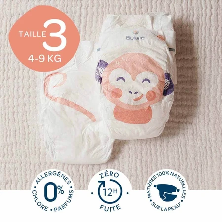Biolane Naturals Ökologische Windeln 4-9 kg Größe 3 52Stück