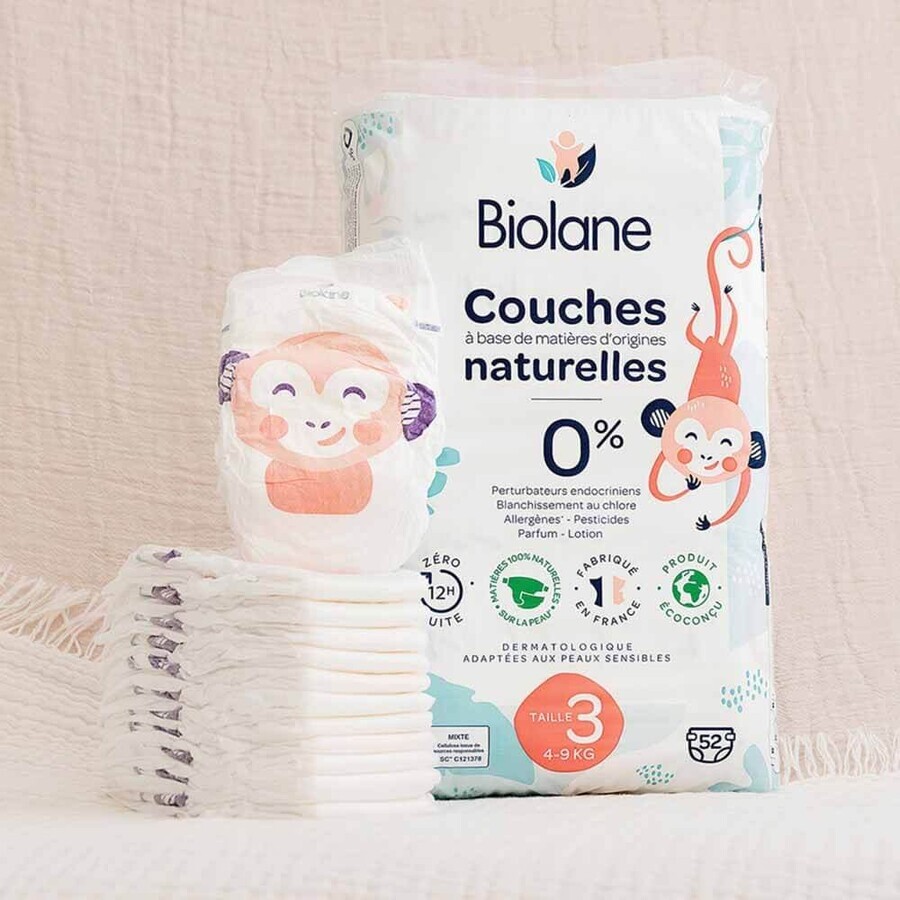 Biolane Naturali Pannolini ecologici 4-9 kg Taglia 3 52pz Biolane Naturali Pannolini ecologici 4-9 kg Taglia 3 52pz