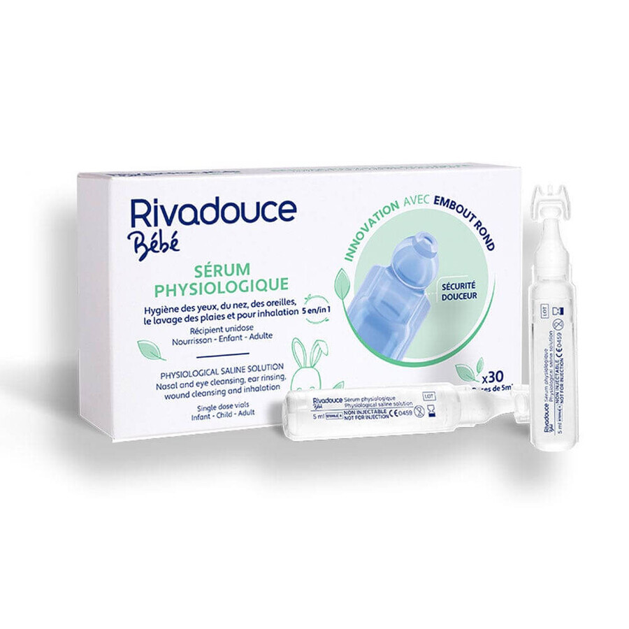 Rivadouce Siero Fisiologico Punta Rotonda Neonati, Bambini e Adulti 30 Monodosi da 5 ml