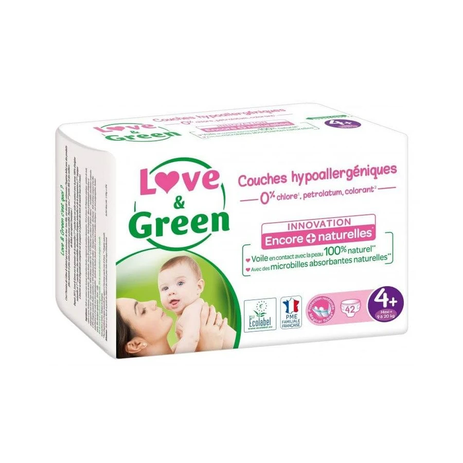 Love&Green Hypoallergene luiers Maat 4+ van 9 tot 20 kg x42