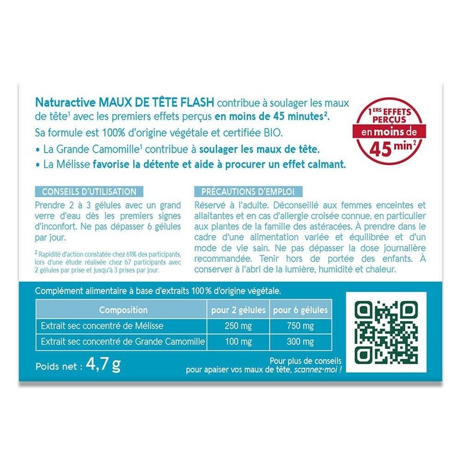 Naturactive Maux de Tête Flash Bio 14 gélules