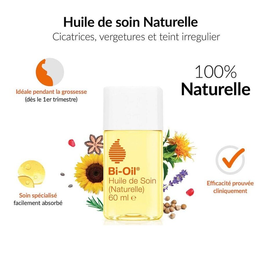 Bi-Oil Huile de soin Naturelle Vergetures et Cicatrices 60ml