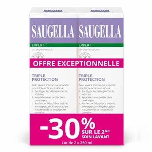 Saugella Triple Protection Soin Lavant Intime Inconforts 2x250ml