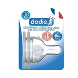 Dodie Flat Teats col grande 3 speed 0-6 months x2 slow flow teats