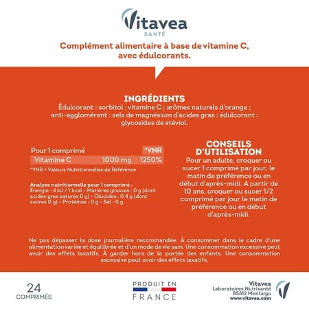 Vitavea Santé Vitamine C 1000mg Energie au quotidien x 24 tabletten