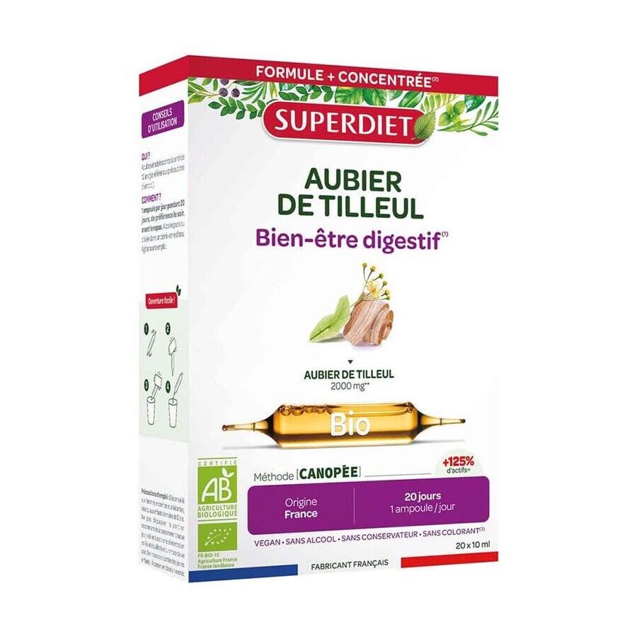 Superdiet Linden Sapwood Organic Digestion 20 Ampoules Bien-Être Digestif 20 Ampoules