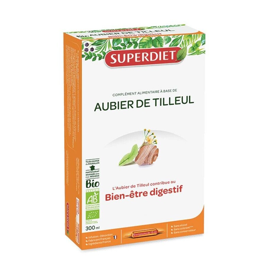 Superdiet Linden Sapwood Organic Digestion 20 Ampoules Bien-Être Digestif 20 Ampoules