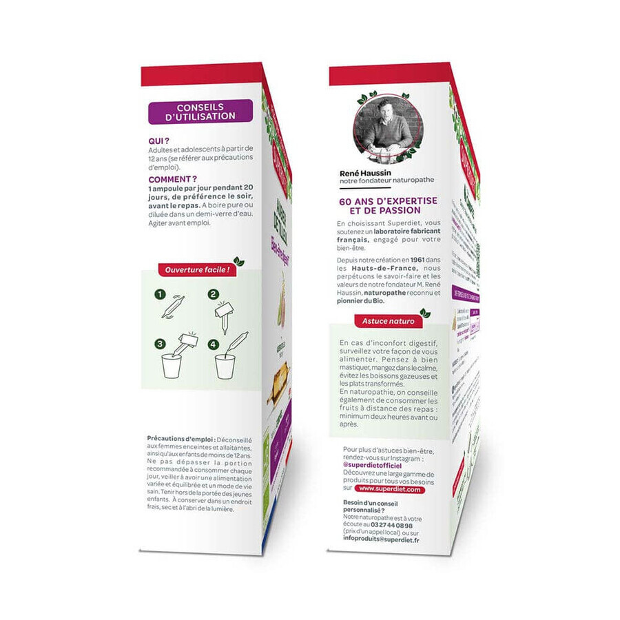 Superdiet Linden Sapwood Organic Digestion 20 Ampoules Bien-Être Digestif 20 Ampoules