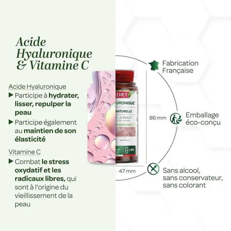 Superdiet Acide Hyaluronique & Vitamine C Naturelle Beauté De La Peau 90 Gélules