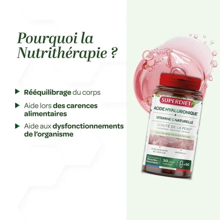 Superdiet Acide Hyaluronique & Vitamine C Naturelle Beauté De La Peau 90 Gélules