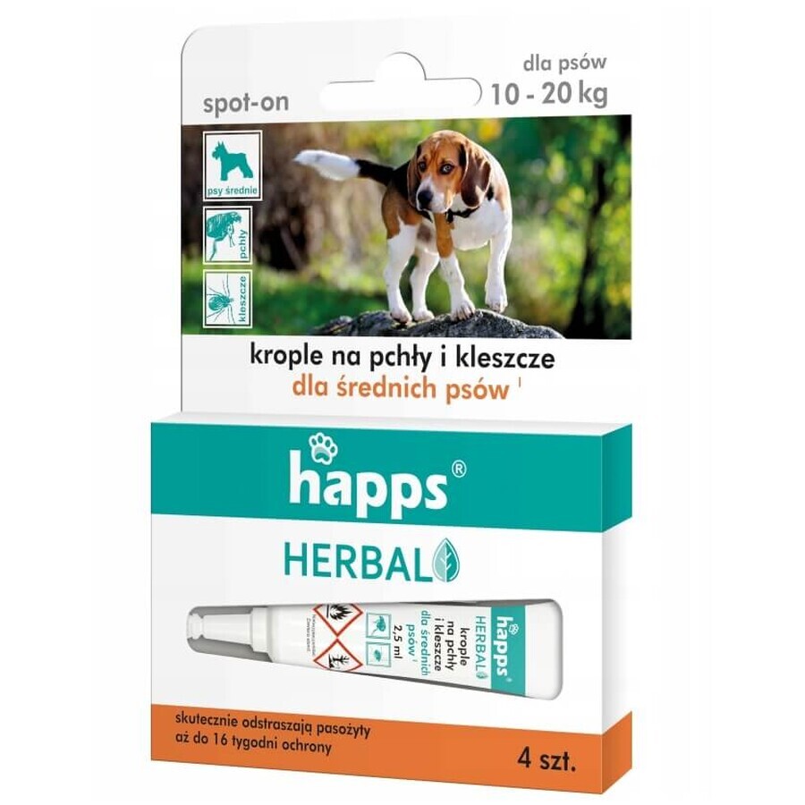 Winkel op Happs, Vlooien- en tekendruppels voor honden 10-20 kg, 4 stuks Happs, Vlooien- en tekendruppels voor honden 10-20 kg, 4 stuks