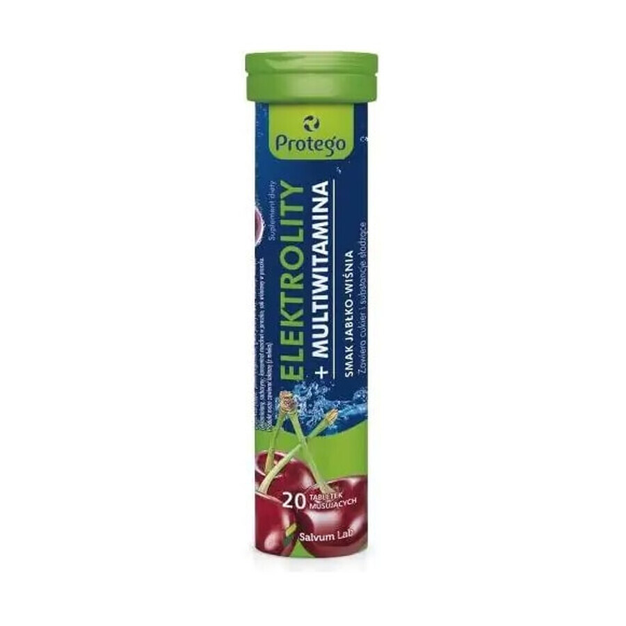 Protego Elektrolity + Multivitaminico gusto mela-ciliegia, 20 compresse effervescenti